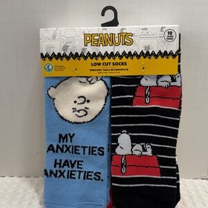 Peanuts Two-Pack Low Cut Socks – Blue & Black with Red Accents